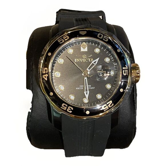 Invicta Black Pro Diver Model 45736 Stainless Mens Watch Silicone Band NEW - Picture 1 of 10